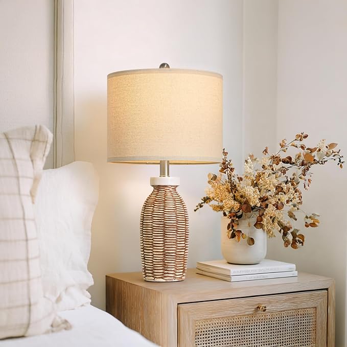 22.75" Table Lamps for Living Room Small Lamps for Bedroom Bedside Lamps Set of 2 Boho Lamps for Night Stands Nightstand Lamp Farmhouse Vintage Rustic Modern Side End Table Lamp Light Home Deco Gifts