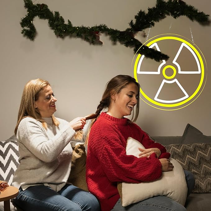 Nuclear Radiation Marker Neon Sign for Wall Decor,Led Nuclear Radiation Neon Lights for Bedroom Gaming Room, Dimmable Game Neon Signs Suitable for Christmas Birthday Party Gift12.2*12.2 Inch