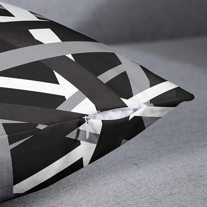 Emvency Set of 2 Throw Pillow Cover Gray Black Stripes Design Retro Decorative Pillow Case Striped Home Decor Rectangle 12x20 Inch Cushion Pillowcase