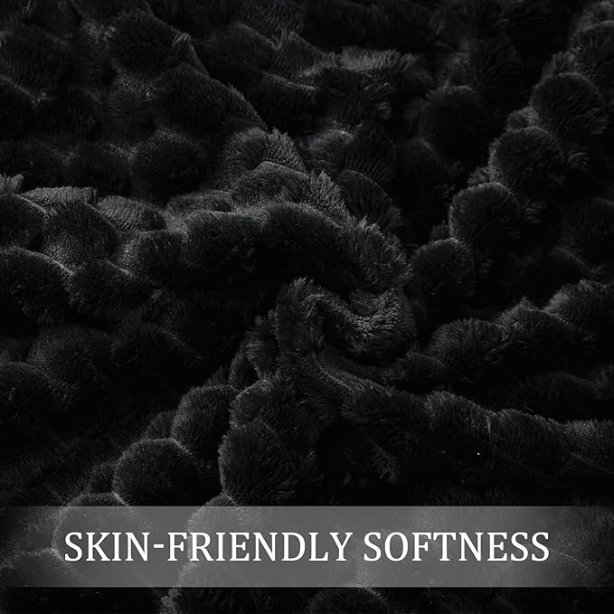 Exclusivo Mezcla Fleece Twin Blanket for Bed, Extra Large Fuzzy Black Bed Blankets, Soft Cozy Plush Sofa Throws for All Seasons, 60x80 Inches