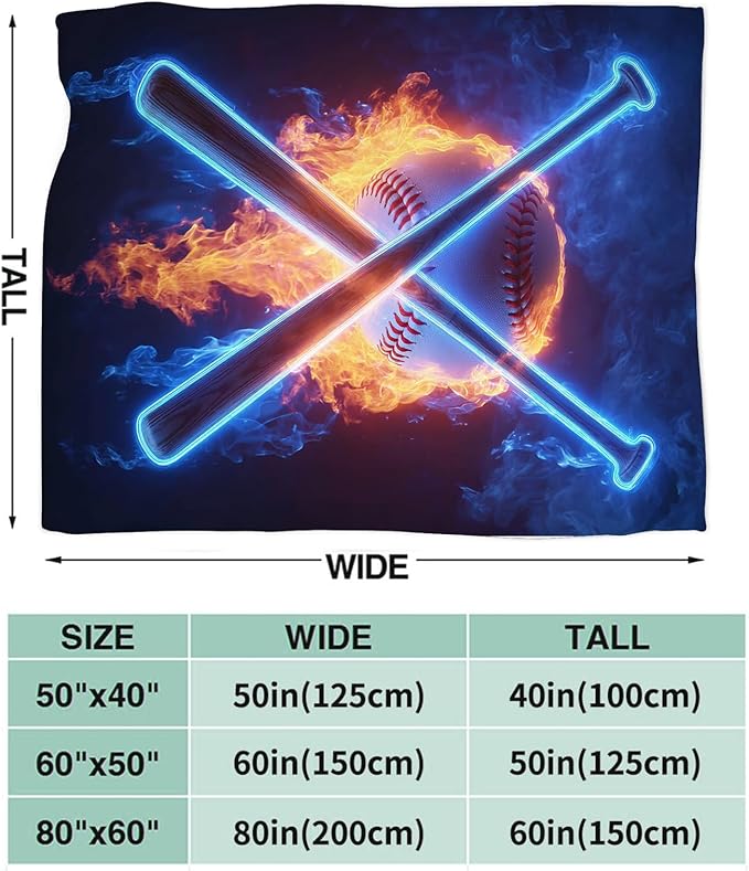 Baseball Blanket for Girls Women Boys Men Adults Kids Soft Cozy Fleece Sports Throw Blankets Gifts Warm Flannel Plush Lightweight Decor for Couch Bed Sofa 60"X50"
