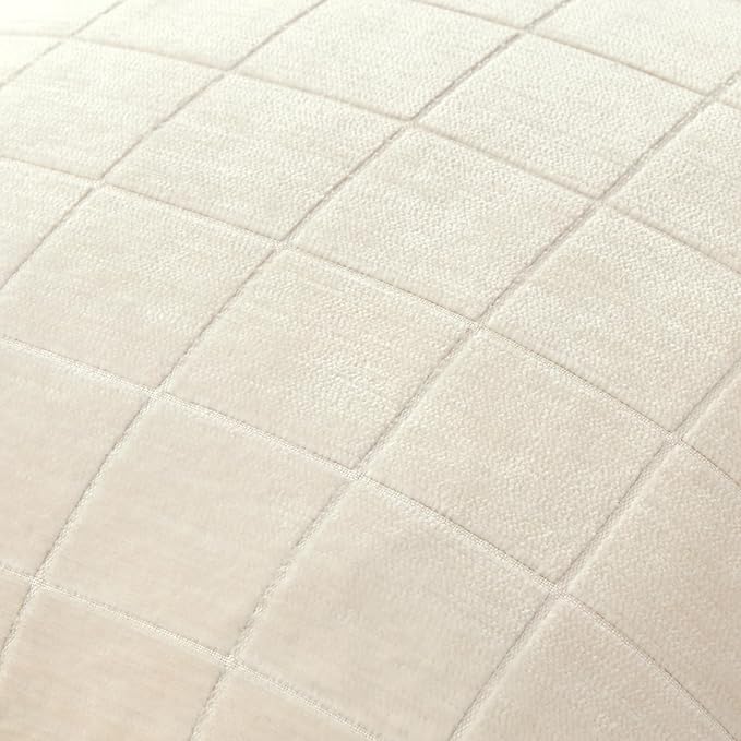 MIULEE Decorative Chenille Check Throw Pillow Covers Vintage Plaid Couch Pillows 20x20 Inch Set of 2 Neutral Boho Farmhouse Cushion Covers Modern Spring Home Decor for Sofa Bed Living Room Cream
