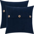 HWY 50 Navy Blue Chenille Throw Pillow Covers 22x22 Inch with Triple Buttons, Soft Farmhouse Accent Decorative Cushion Cases for Couch Sofa Bed Living Room Pack of 2