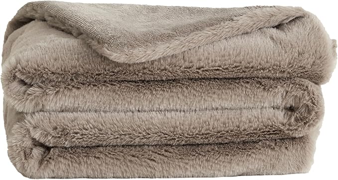 UnHide Lil’ Marsh Faux Fur Blanket - Lightweight, Soft Throw Blanket - Machine Washable - Ideal for Bed, Couch, or Reading Chair- X-Small (34" x 44") Taupe Ducky