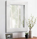 Rustic Wall Mirror - Rectangular Antique Wooden Frame - Farmhouse Bedroom & Entryway - Large White - 20" x 16"