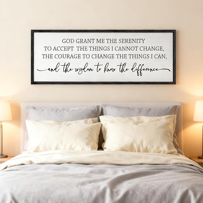 Serenity Prayer Rustic Bible Verse Framed Wall Art, 40''×15'' Positive Religious Christian Saying Sign for God Jesus Christ Prayer, Vintage Horizontal Holy Inspirational Catholic Scripture Decor