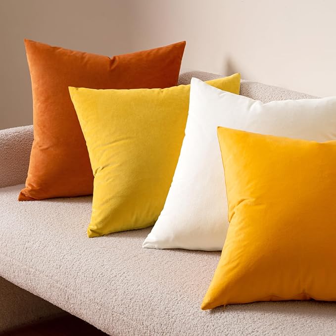 MIULEE Velvet Throw Pillow Covers 20x20 Inch, Pack of 2 - Pure White, Soft Solid Decorative Pillow Covers Cushion Cases Modern Luxury Home Decor for Spring Couch Sofa Bedroom Livingroom
