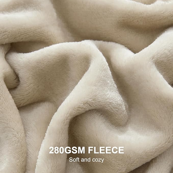 Hansleep Fleece Taupe Throw XL Blanket, Super Soft Flannel Fuzzy Plush Cozy Blanket for All Seasons, Taupe, Throw XL 50x70 Inches