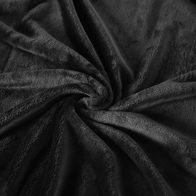 TASTHROW Black Throw Blanket 50x60 Inches, Soft Plush Cozy Fleece Flannel Throw Blanket, Lightweight Warm Throws for Bed, Couch, Bedroom and Living Room, All Seasons