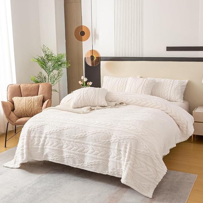YUSOKI Queen Size Blanket Single Layer,Weight(4.4lb),370GMS-3D Stylish Design for Gift Home Decor (Ivory,90"x90")