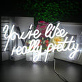 Lucunstar You're Like Really Pretty Neon Sign Led Sign White Led Neon Light for Wall Decor Light Sign for Wedding Dimmable Switch with USB Connectivity Neon Sign for Bedroom Decor Home Wall Decor