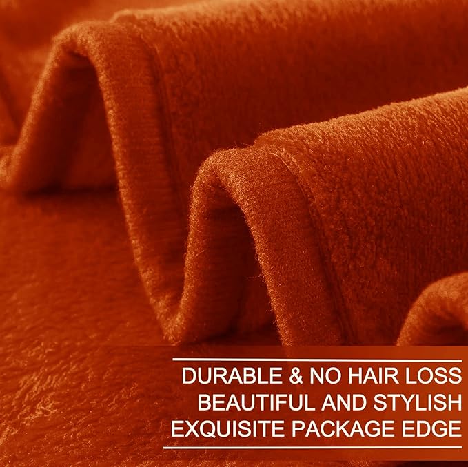 Fleece Blankets for All Season - Premium Lightweight Anti-Static Throw for Twin/Twin XL Size Bed Extra Long Soft Brush Fabric Warm Sofa Thermal Blanket 66" x 90"(Orange)