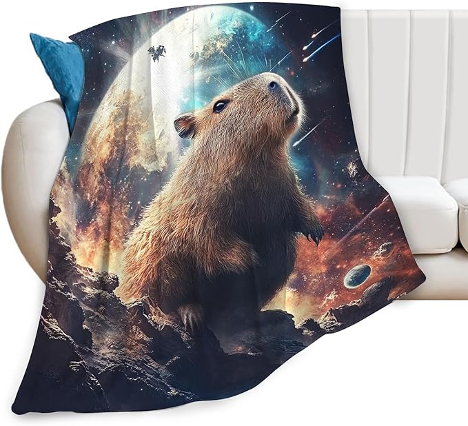 Capybara Blanket for Girls Women Boys Men Adults Kids Soft Cozy Fleece Galaxy Starry Universe Throw Blankets Gifts Warm Flannel Plush Lightweight Decor for Couch Bed Sofa 50"X40"