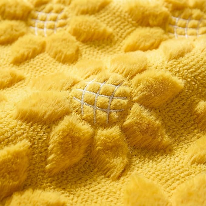 Horaldaily Spring Summer Blanket Throw, Yellow Sunflower Soft Fuzzy Plush Faux Fur Cozy Blankets for Couch Sofa Bed Lounging, Ideal Gifts for Kids Adults Wife Self, 60x80