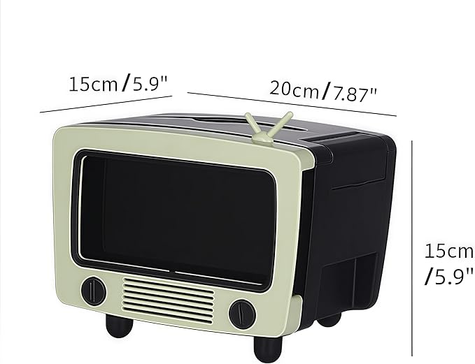 SGVAHY Tissue Box Holder Retro TV Tissue Box Cover Cute and Practical Cell Phone Holder Tampon Holder for Bathroom Kitchen Bedroom Dressers Desks and Tables Night Stands Creative Gift(Light Green)