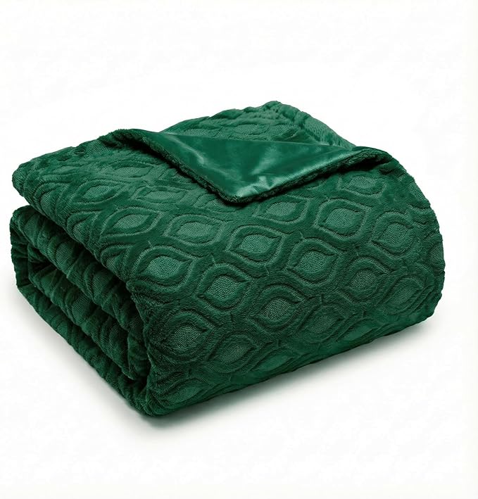 Horaldaily Solid Blanket Throw, Dark Green Accent Farmhouse Neutral Square Euro Soft Fuzzy Plush Faux Fur Cozy Blankets for Couch Sofa Bed Lounging, Ideal Gifts for Kids Adults Wife Self, 50x60