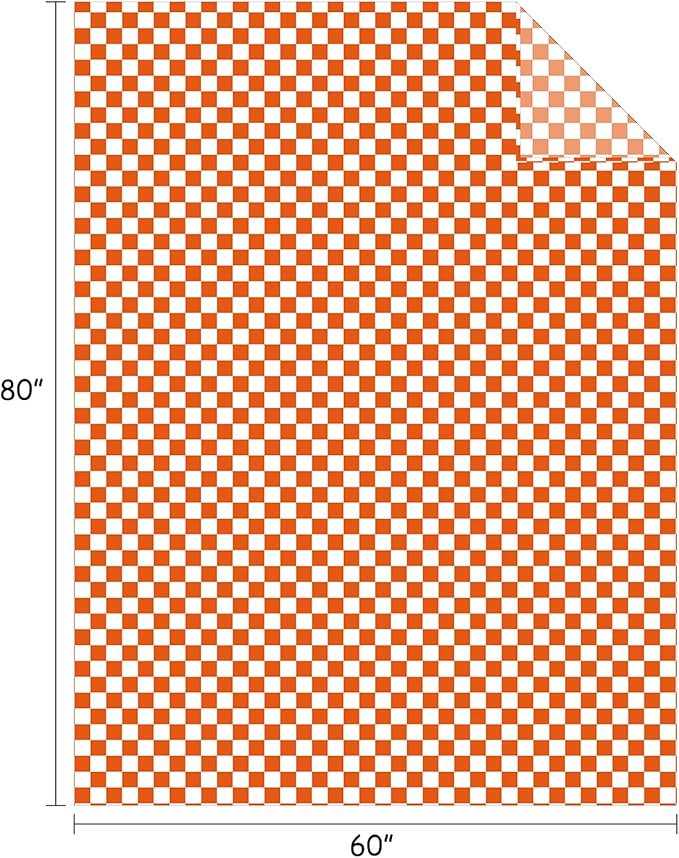 FY FIBER HOUSE Checkered Flannel Fleece Throw Blanket Soft Cozy Checkerboard Grid Print Chessboard Gingham Pattern Blankets for Bed Couch Sofa, 60"x80", Orange