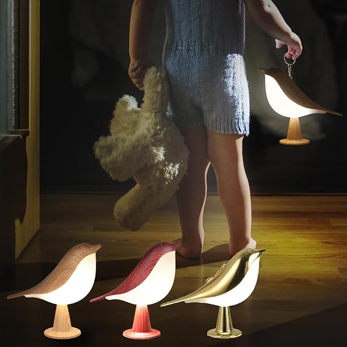 VoMii Bird Desk Lamp Set of 2, Small Table Lamp Cordless Touch Dimmable Night Light with 3 Color Temperature, Cute Lamps Rechargeable, for Bedroom Bedside Nightstand, Room Decor, Bird Gifts