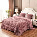 YUSOKI Pink Queen Faux Fur Winter Blanket,2 Layers,90"x90" Without Pillows Big Soft Plush Fuzzy Large Warm Fluffy Throw Blanket for Bed