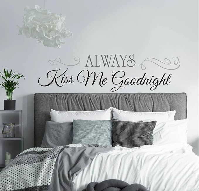 RoomMates RMK2084SCS Always Kiss Me Goodnight Black Quote Peel and Stick Wall Decals
