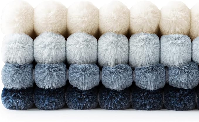 MIULEE Faux Fur Plush Decorative Throw Pillow Covers 18x18 Set of 4, Spring Modern Soft Fuzzy Coastal Striped Cushion Covers for Sofa Couch Bed Living Room Cozy Home Decor,Navy Blue
