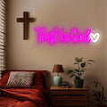 Trust In God Neon Sign,Christian Neon Light USB Powered Dimmable Led Sign Religious Neon Signs for Wall Decor, for Prayer Room Church Bedroom Living Room Jesus Christian Gifts