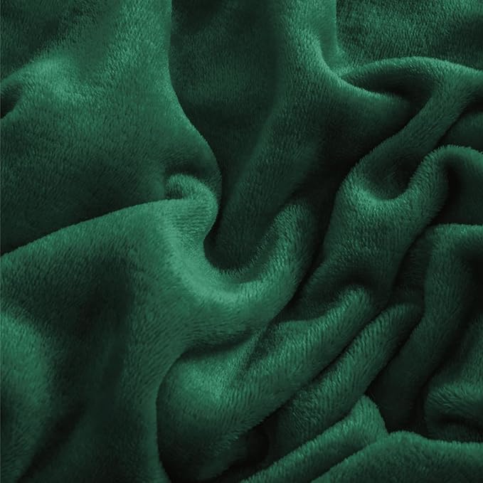 BEDELITE Flannel Sheets Queen Size Dark Green - Super Soft Fleece Sheets Set Fluffy Extra Plush, 4 Piece(Include Fitted Sheet, Flat Sheet, 2 Pillowcases)