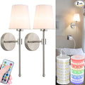 Battery Operated Wall Sconces Set Of 2, Wireless Battery Wall Light With 10000mAh RGB Rechargeable Magnetic Bulb, Rechargeable Wall Sconce With Remote Control For Bedroom, No Electrician Required