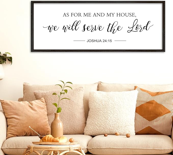 YWMZYKJGS As for Me and My House We Will Serve the Lord Wall Decor 40"×15" Bible Verse Sign Christian Large Wood Framed Scripture Religious Rustic Farmhouse Wall Hanging Art (Black)