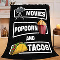 Movie Taco Popcorn Blanket for Girls Women Boys Men Adults Kids Soft Cozy Fleece Theater Cinema Film Throw Blankets Gifts Warm Flannel Plush Lightweight Decor for Couch Bed Sofa 50"X40"