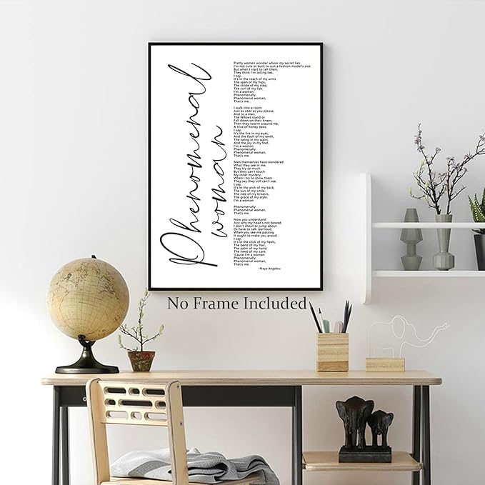 Maya Angelou Quotes Wall Art Decor Black Woman Canvas Art Phenomenal Women Wall Decor Office Artwork Pictures Black People Inspirational Posters Prints for Office 16x24 Inch Unframed