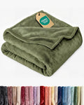 Ultra Soft Fleece Blanket Twin Size - Flannel Fleece Luxury Twin Blanket - Lightweight for Couch Bed Chair - Thick, Warm and Breathable - All Season Cozy Fuzzy, Anti-Static Microplush Bedding, Olive