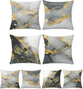 Bonhause Grey Marble Pillow Covers 18x18 Set of 4 Abstract Art Modern Decorative Throw Pillow Cases Soft Velvet for Sofa Couch Car Bedroom Home Decor