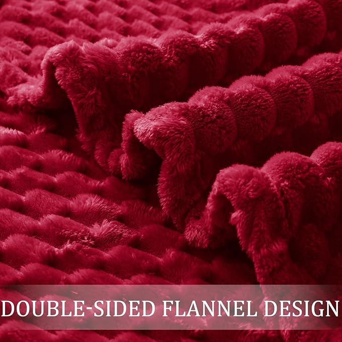 Exclusivo Mezcla Fleece Throw Blanket for Couch, Extra Large Fuzzy Deep Red Bed Blankets, Soft Cozy Plush Sofa Throws for All Seasons, 50x70 Inches