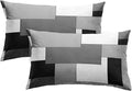 Emvency Set of 2 Grey Geometric Throw Pillow Cover Black Gray White Painting Abstract Checkered Design Decorative Pillow Case Modern Home Decor Standard Square 12x20 Inch Cushion Pillowcase