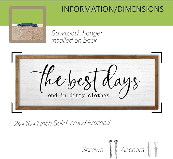 TQianJiang Funny Laundry Room Wall Decor 24"×10" Inspirational Quote Sign for Farmhouse Restroom Toile Restroom Large Simple Washroom Rustic Vintage Wood Framed Wall Hanging Art (Wood)