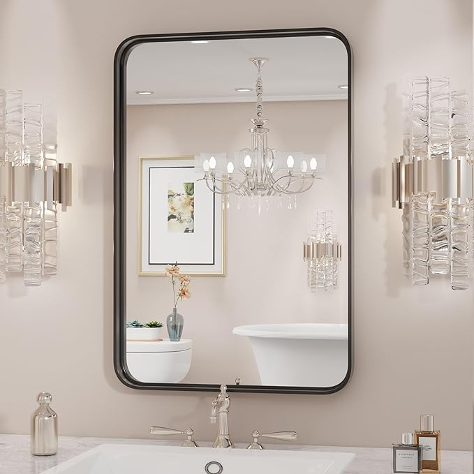 Sweetcrispy 24x36 Inch Black Bathroom Mirrors for Wall, Bathroom Mirrors for Over Sink, Rectangle Wall Decor for Entryway, Bedroom, Vanity