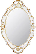 Eaoundm 14.5 x 10 inchs Oval Antique Decorative Wall Mirror Vintage Hanging Mirror (White)