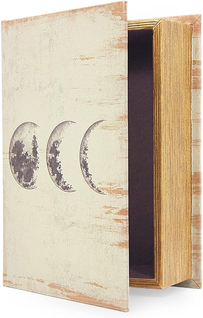 PACOLO Decorative Book Boxes, Faux Wood with Magnetic cover Storage for Hidden Jewelry, Money, and Cash (Lunar Eclipse)