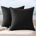 MIULEE Pack of 2 Decorative Outdoor Waterproof Pillow Covers Square Garden Cushion Sham Throw Pillowcase Shell for Spring Patio Tent Couch 22x22 Inch Black