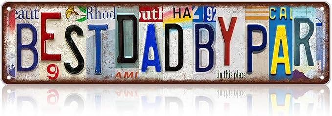 Vintage Best Dad by Par Street Sign Golf Wall Decor Metal Tin Signs Gift for Father
