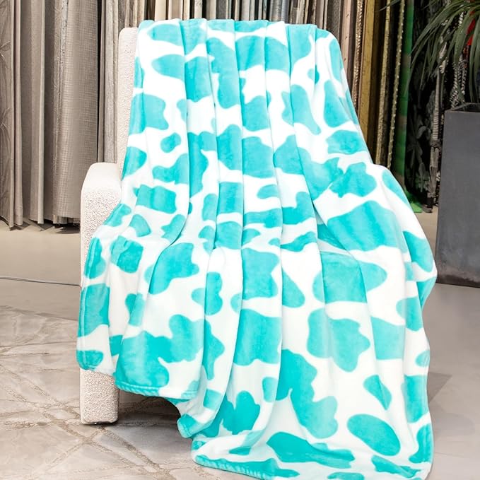 Blue Throw Blanket for Couch & Bed, Warm Fuzzy Fleece Soft Blankets for Adults & Kids, Light Blue Gifts for Women Girls Boys, Cozy Cute Coastal Blue Living Room Decor, 50x60 Inches