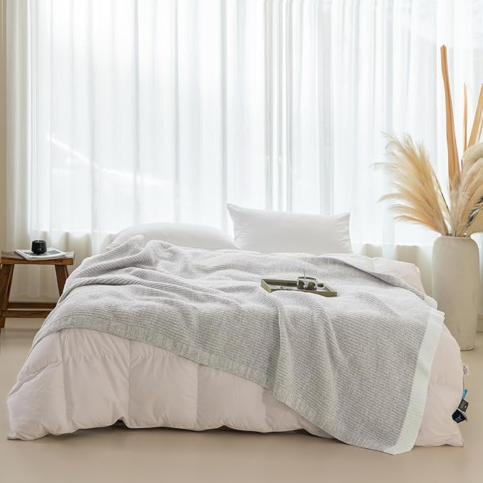 MH MYLUNE HOME Ultra Soft Ribbed Throw Blanket for Couch 50x60 Inches Luxurious Super Cozy Fluffy Microfiber Blanket Plush Warm Reversible Throw Blankets for Sofa Bed - Gray 50 x 60 Inches
