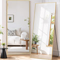 Full Length Mirror 71"x26" Full Body Mirror Rectangle Free Standing Wall Mounted Leaning Floor Mirrors with Stand Aluminum Alloy Frame for Bedroom Cloakroom, Gold