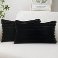 MIULEE Faux Fur Lumbar Decorative Throw Pillow Covers 12x20 Inch Set of 2, French Modern Art Home Decor Soft Plush Couch Pillows Cozy Fluffy Cushion Covers for Sofa Bed Black
