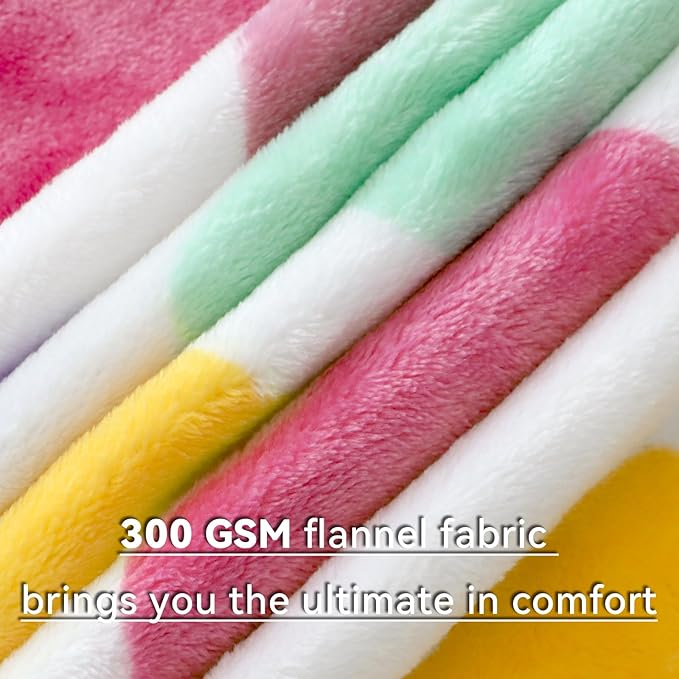 Rainbow Blanket for Girls & Boys, Easter Basket Stuffers, Soft Cozy Warm Colorful Fleece Throw Blanket for Bed Couch, Boho Home Room Decor, Rainbow Gifts for Kids Birthday 50"x60"