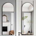 Door Mirror, Arched Full Length Mirror Over The Door, 16"x 50" Hanging or Wall Mirrors, Full Body Mirrors,Black