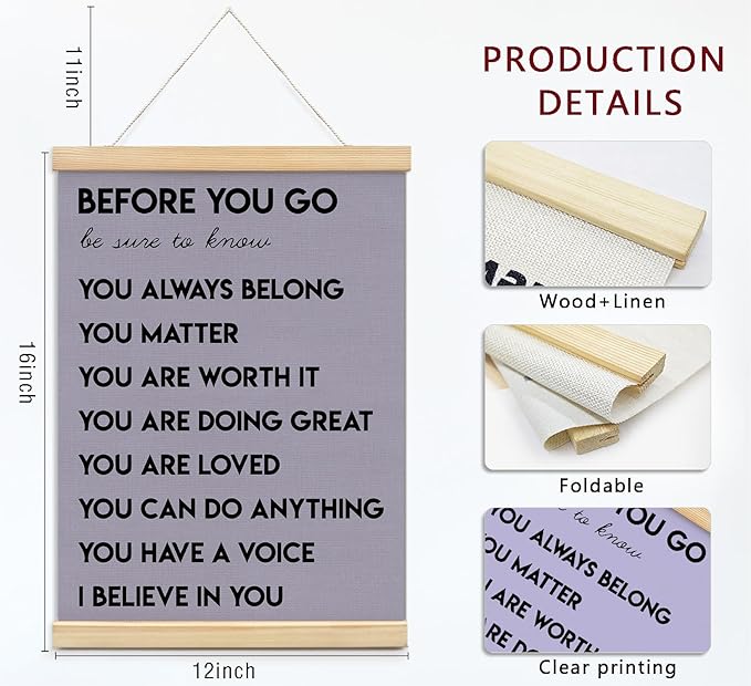 Mental Health Positive Affirmations Inspirational Wall Art Decor, Therapist Nurse Office Signs Wall Art Decor For Office Kids Teen Girls Room Bedroom Playroom Wall Decor Wood Posters Framed（purple）