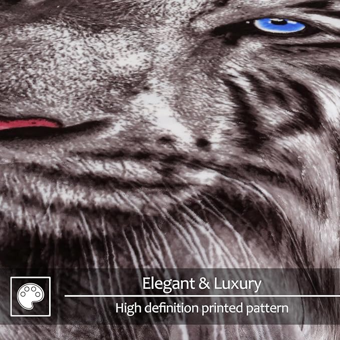 JYK Soft Fleece Bed Blanket King Size 5.7 LB, Korean Style 2 Ply Reversible Fluffy Flannel Blanket Microfiber, Warm Cozy Blanket for Autumn, Winter 83x91 Inches - Black White Tiger/Tiger Stripes