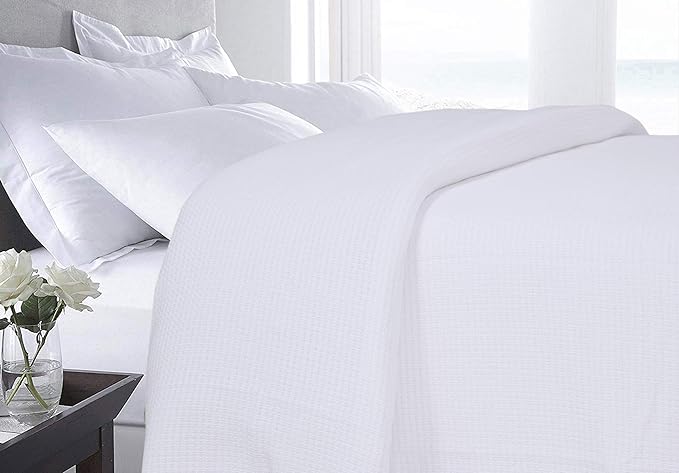 DOLLCENT 100% Cotton King Size Blanket for Bed, Premium Soft Combed Lightweight Blankets, Washed Breathable Cozy Bed Throw Blanket, White King Cotton Blankets for All Season: White (108"x90")